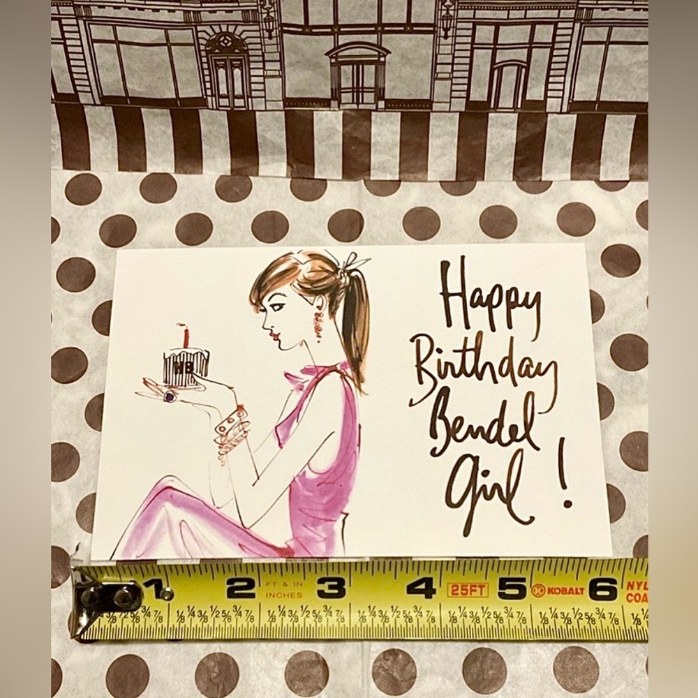 HENRI BENDEL Happy Birthday Card with Pink Bendel Girl Illustration 🎉🎂🎁💖 - Picture 2 of 3
